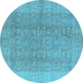 thumbnail image 1 of Ahgly Company Indoor Round Oriental Light Blue Traditional Area Rugs, 6' Round, 1 of 4