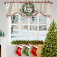 thumbnail image 3 of Christmas Tie Up Valances Curtain, Frohe Weihnachten Green Wreaths Red Plaid Retro Adjustable Rod Pocket Short Window Treatment Tie Up Curtains Valances for Kitchen Living Room Bathroom 54x18 In, 3 of 9