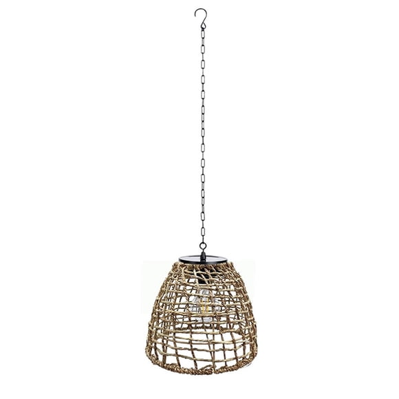 Graflsoa Solar-Powered Rattan Hanging Lantern for Garden, Patio, and Outdoor Decor with Warm LED Light
