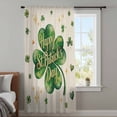 thumbnail image 3 of Green Shamrock Sheer Curtains 63 Inches Long, Spring Three Leaf Star Love Lucky Beige Light Filering Curtains, Breathable Simi Curtain Privacy Drapes for Living Room Bedroom Window Treatment, 3 of 9