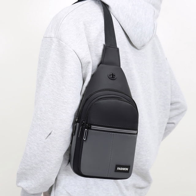 Sac à Bandoulière Léger et Réglable avec Trou pour Écouteurs pour Randonnée, Camping et Usage Quotidien