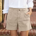 thumbnail image 2 of adviicd Women Linen Shorts Summer Casual Chino Shorts High Waisted Bermuda Short Dressy Wide Leg Short with Pockets Beige, XL, 2 of 8