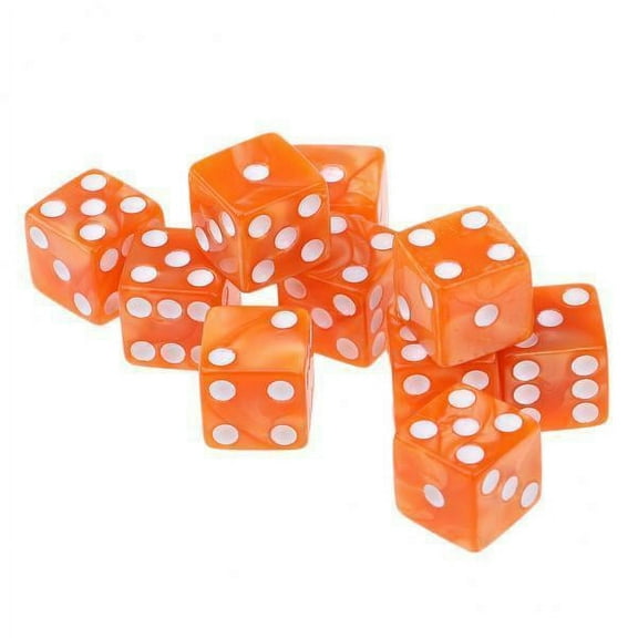 Colcolo 2x10Piece Six Sided D6 Dice Square Dotted for and Dragons Toys Orange 2 Pcs