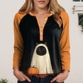 thumbnail image 2 of Godom Women's Halloween Long Sleeve V Neck Shirt Funny Graphic Top Fall Casual Loose Holiday T-Shirt, 2 of 7