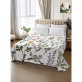 thumbnail image 2 of Spring Summer Floral Twim XL Size Flat Sheet, Wrinkleproof & Fadeproof Cooling Flat Bed Sheet Only, Farmhouse Botanical Butterflies Breathable Soft Bedding Top Sheets 66 x 102 Inches, 2 of 8