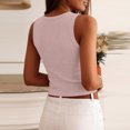 thumbnail image 5 of Women's Sleeveless Ribbed Knit Tank Top Round Neck Slim Fit Casual Basic Summer Camisole Blouse 07-Pink L, 5 of 5