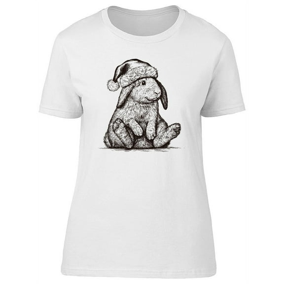 Cute Vintage Christmas Rabbit T-Shirt Women -Image by Shutterstock, Female Medium