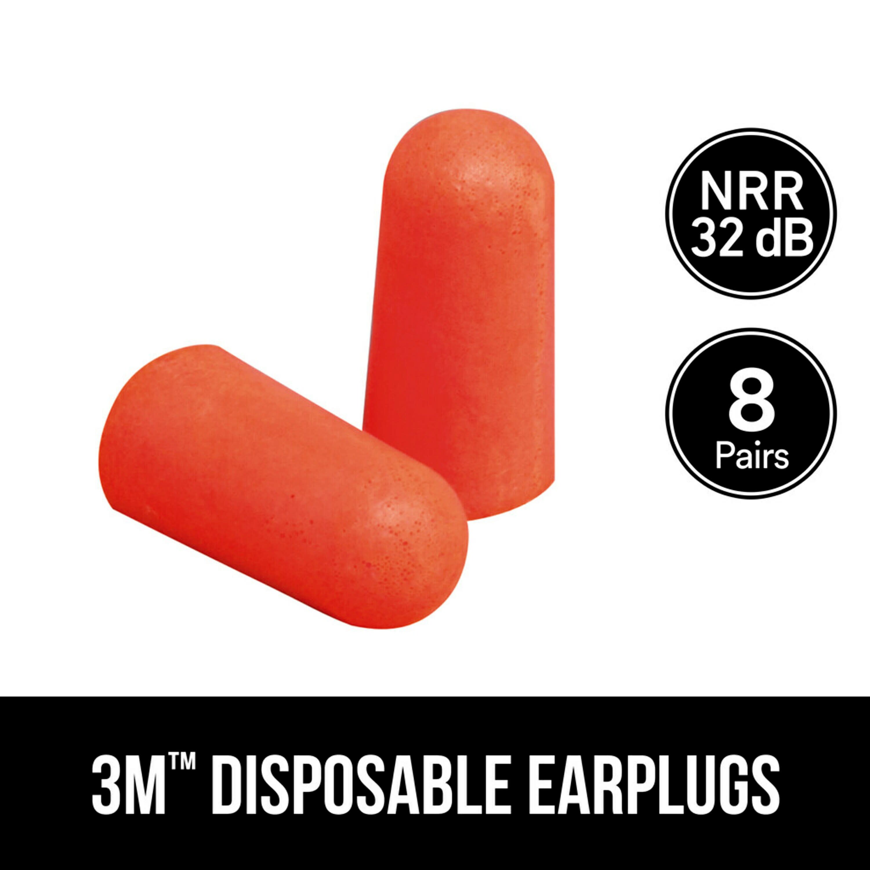 3M Soft Foam Disposable Ear Plugs, Orange, 92077H8-DC, 32 Db, 8 Pair - image 2 of 5
