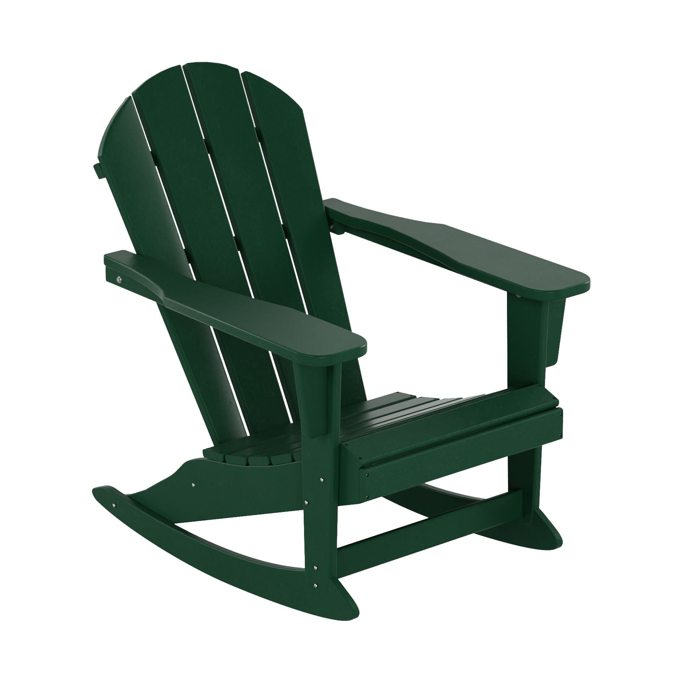 WestinTrends Malibu Outdoor Patio Porch Rocking Adirondack Chair (Set of 4), Dark Green