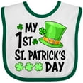 thumbnail image 3 of Inktastic My 1st St. Patrick's Day Green Top Hat and Clovers Boys or Girls Baby Bib, 3 of 4