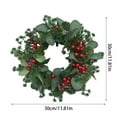 thumbnail image 3 of 11.81 inch Faux Frosted Green Wreath with Red Berries – Artificial Holiday Decor for Weddings/Housewarming/Year-Round Use, 3 of 5
