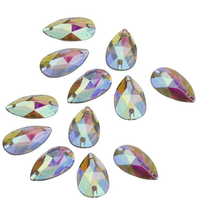 HLONK Teardrop Beads Sew Rhinestones Flat Crystal Gemstones Crystals Rhinestone Embellishments Sewing Loose Jewelry Pendants