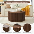 thumbnail image 6 of PHOYAL 31.5" Fluted Round Coffee Table with Flip Top and Hidden Compartments Storage for Living Room, Walnut, 6 of 9
