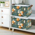 thumbnail image 2 of Yayeee Foldable Storage Basket for Shelves with Handles Waterproof Cloth Bins, Green Floral Orange, 2 of 7