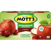 Mott's Unsweetened Cherry Applesauce, 3.2 oz Pouches, 12 Ct (Pack of 4)