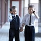 thumbnail image 2 of Paquete de 2 corbatas negras con clip para niños, uniformes sólidos preatados ajustables para boda, graduación JM, 2 of 5