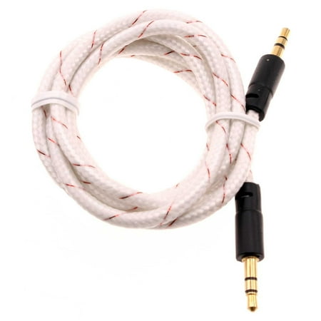 3.5mm Aux Cable for Moto G Power (2022) Phone - Adapter Car Stereo Aux-in Audio Cord Speaker Jack Wire Braided White K3P Compatible With Motorola Moto G Power (2022)