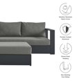 thumbnail image 4 of Modular Lounge Sectional Sofa Set, Grey Gray, Aluminum Metal, Outdoor Patio Balcony Cafe Bistro Garden Hospitality Restaurant, Modern Contemporary HB36645, 4 of 10