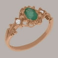 thumbnail image 2 of LBG British Made 9k Rose Gold Natural Emerald & Diamond Womens Promise Ring - 33 size options - Size 4.25, 2 of 8