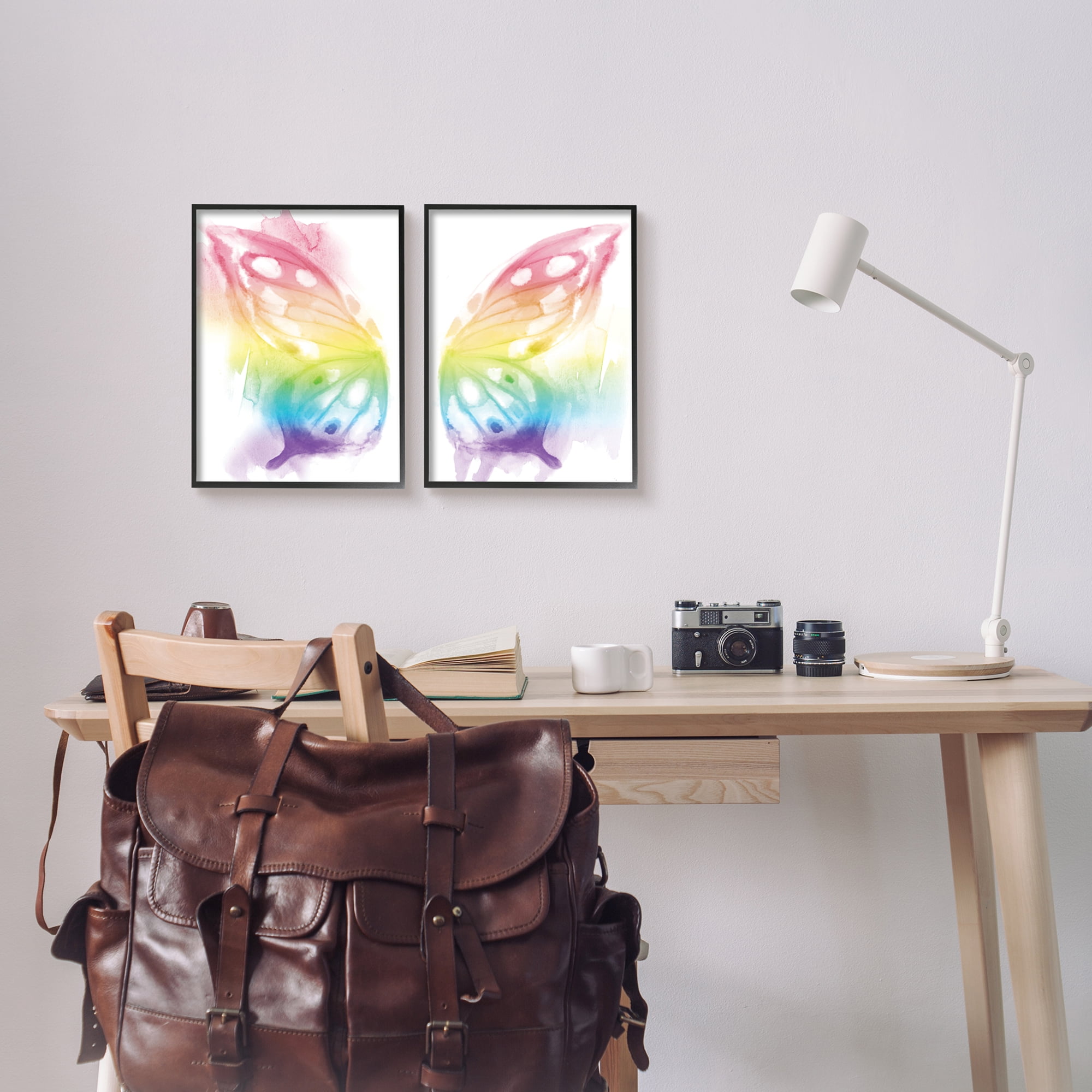 Stupell Industries Rainbow Butterfly Wings Playful Insect Pattern,2pc, each 11 x 14,Designed by Daphne Polselli