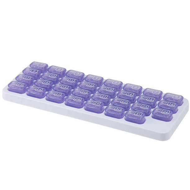 Caja de medicamentos de moda Tome los medicamentos a tiempo Caja de medicamentos con teclado Caja de almacenamiento de 31 rejillas