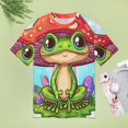 thumbnail image 4 of Cute Frog Mushroom Garden-5 Womens Tops Women's Fashion Casual Short Sleeve Flower Print Round Neck Pullover Top Blouse, 4 of 7