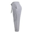 thumbnail image 3 of Sofra Women's Capri Jogger Pants with Side Pockets for Yoga Running Workout Heather Grey, 3 of 5