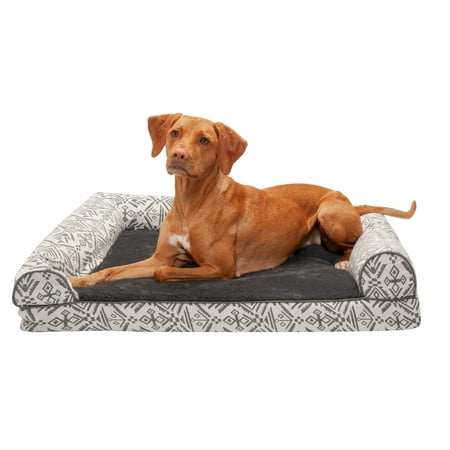 UPC: 0842229119329 | FurHaven Pet Products Southwest Kilim Cooling Gel Memory Foam Sofa-Style Pet Bed for Dogs & Cats – Boulder Gray Large