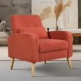 thumbnail image 7 of Miniyam Accent Chair with Pillow, Upholstered Armchair with Metal Legs, Comfy Single Sofa Chair for Living Room Bedroom, Red, 7 of 7