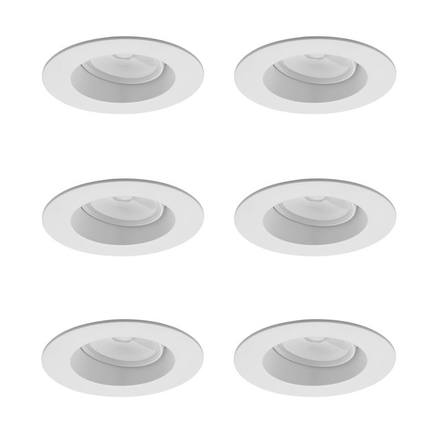 Round 6 inch White LED Regressed Recessed Ceiling Down Light - 3000K Warm White - 6 Pack