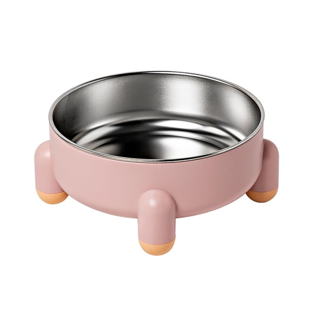 Comedero para mascotas antideslizante con base desmontable de 4 patas, de acero inoxidable, de gran capacidad, para gatos y perros, para interior, color rosa