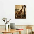 thumbnail image 2 of ONETECH Safari Wall Art Canvas African Animal Painting Picture Mom and Baby Giraffe  Artwork for Home Office Wall Decor Framed, 2 of 4