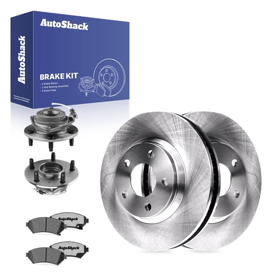 AutoShack Front Vented Brake Rotors   Ceramic Pads   Hub Bearing Assembly 8-PC Brake Kit Replacement for 1997-2005 Cadillac DeVille 1997-2005 Buick Park Avenue 1997-1999 Buick Riviera 11.93" (303 mm)