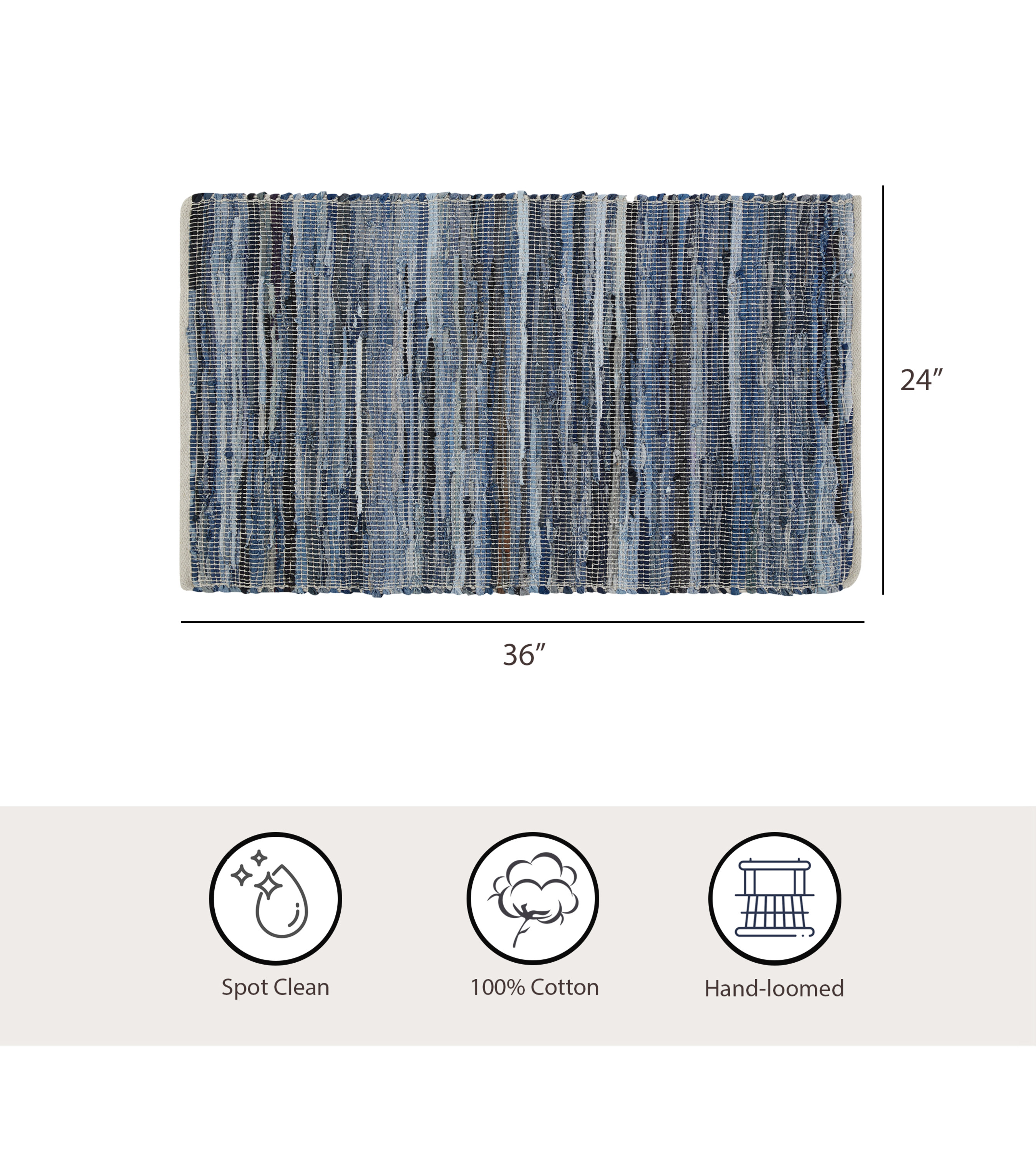Blue Multi Abstract Denim Accent Rug, 2' x 3'