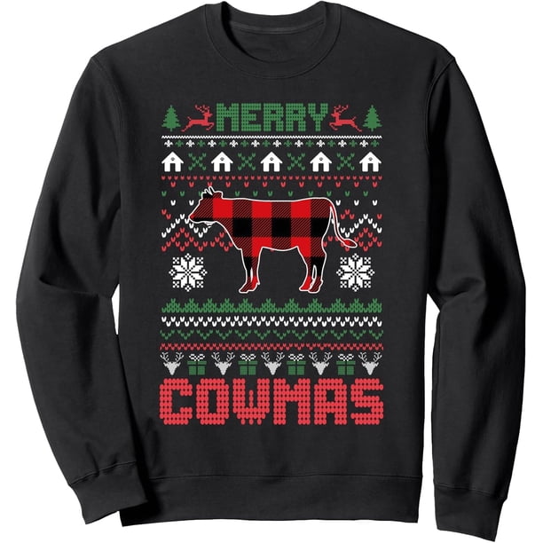 Funny Merry Cowtmas Ugly Christmas Sweater - Sudadera de vaca y Papá Noel