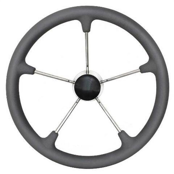 Boat Steering Wheel with Cap | 16 Inch Foam Rubber Grip Stainless Steel