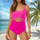 thumbnail image 1 of WILLBEST Traje de Baño Corto para Mujer, Traje de Baño de Cintura Alta con Recortes, Cruzado con Lazo En La Espalda, Traje de Baño de 1 Pieza, 1 of 4
