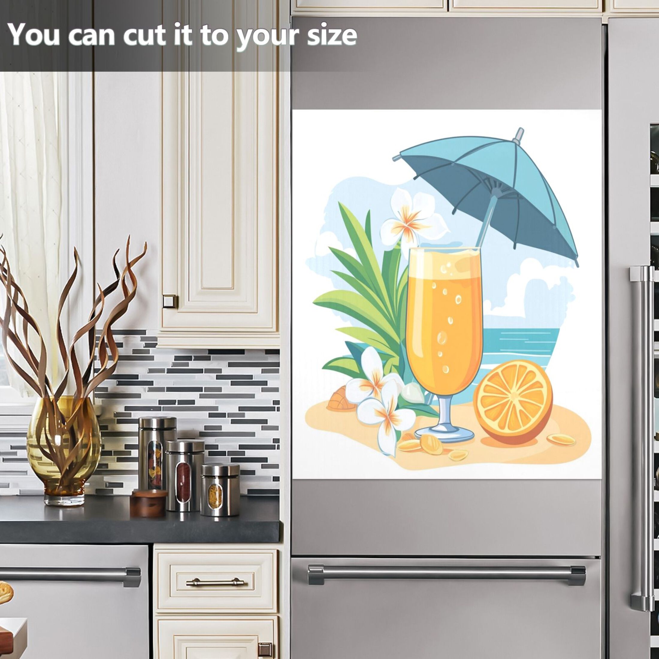 Dishwasher Magnetic Sticker 23x26 Inch Refrigerator Magnetic Sticker Washing Machine Magnetic Sticker Kitchen Panel Magnetic Sticker Home Decor Orange Juice Cartoon