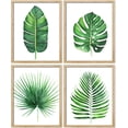 thumbnail image 3 of PixonSign Framed Tropical Island Banana Palm Leaf Wall Art, Set of 4 Nature Wilderness Wall Decor Prints, Botanical Floral Leaves Wall Décor, Home Artwork for Office, Bedroom - 8"x10" Natural, 3 of 5