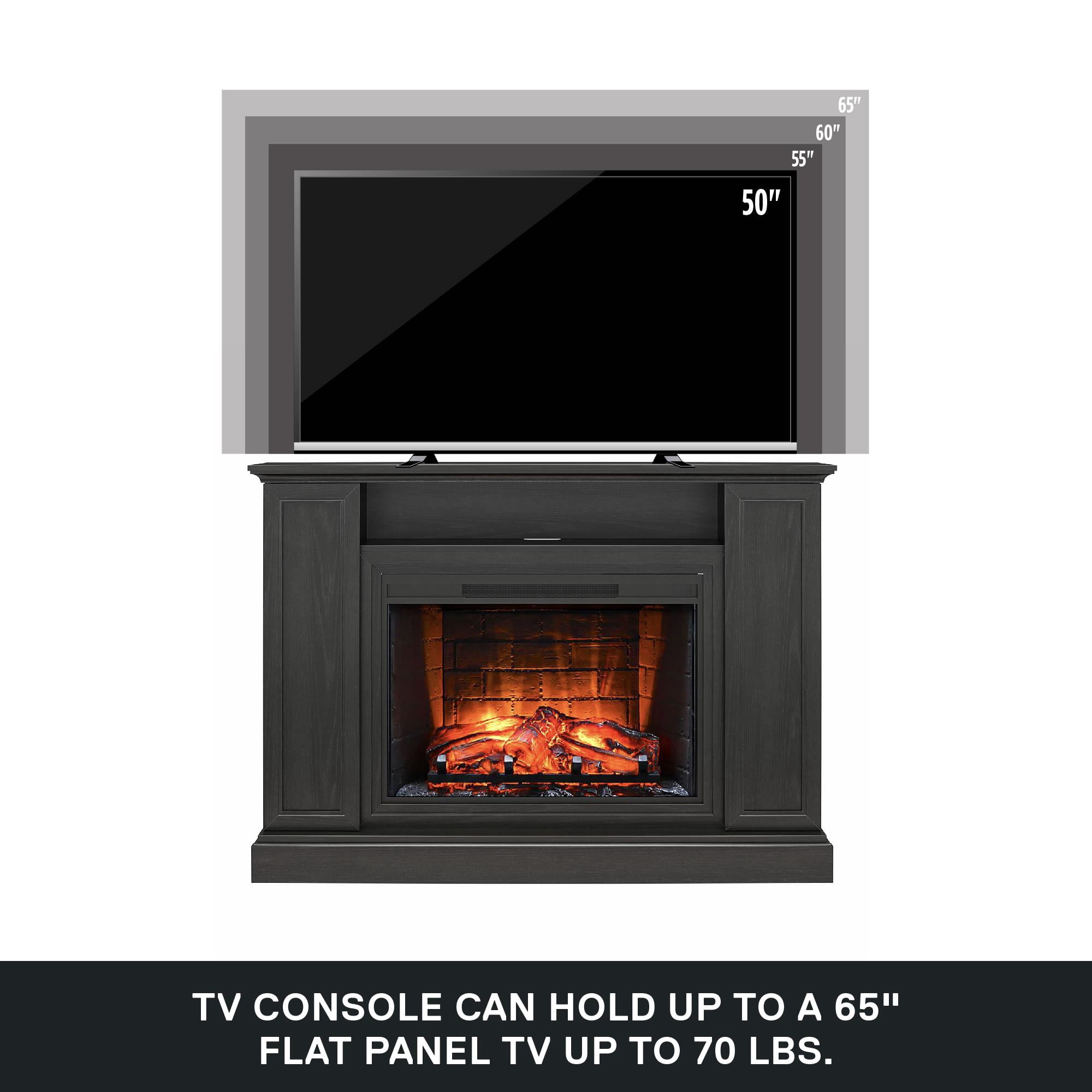 Ameriwood Home Palazzo Multi-Colored Electric Fireplace Mantel TV Stand with Storage for TVs up to 65", Black Oak