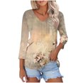 thumbnail image 5 of JSheng Women's New 3/4 Sleeve Tops Fashable Casual Lace Neckline Solid Color Pullover Casual Top Blue S, 5 of 5