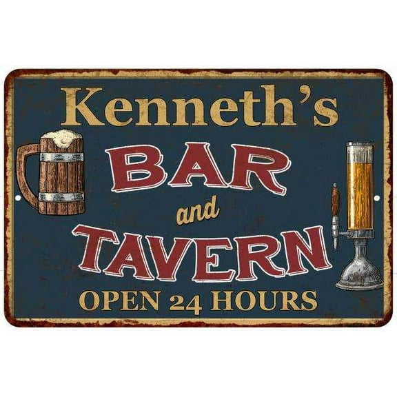 Kenneth's Green Bar & Tavern Rustic Sign 8 x 12 High Gloss Metal 208120047724