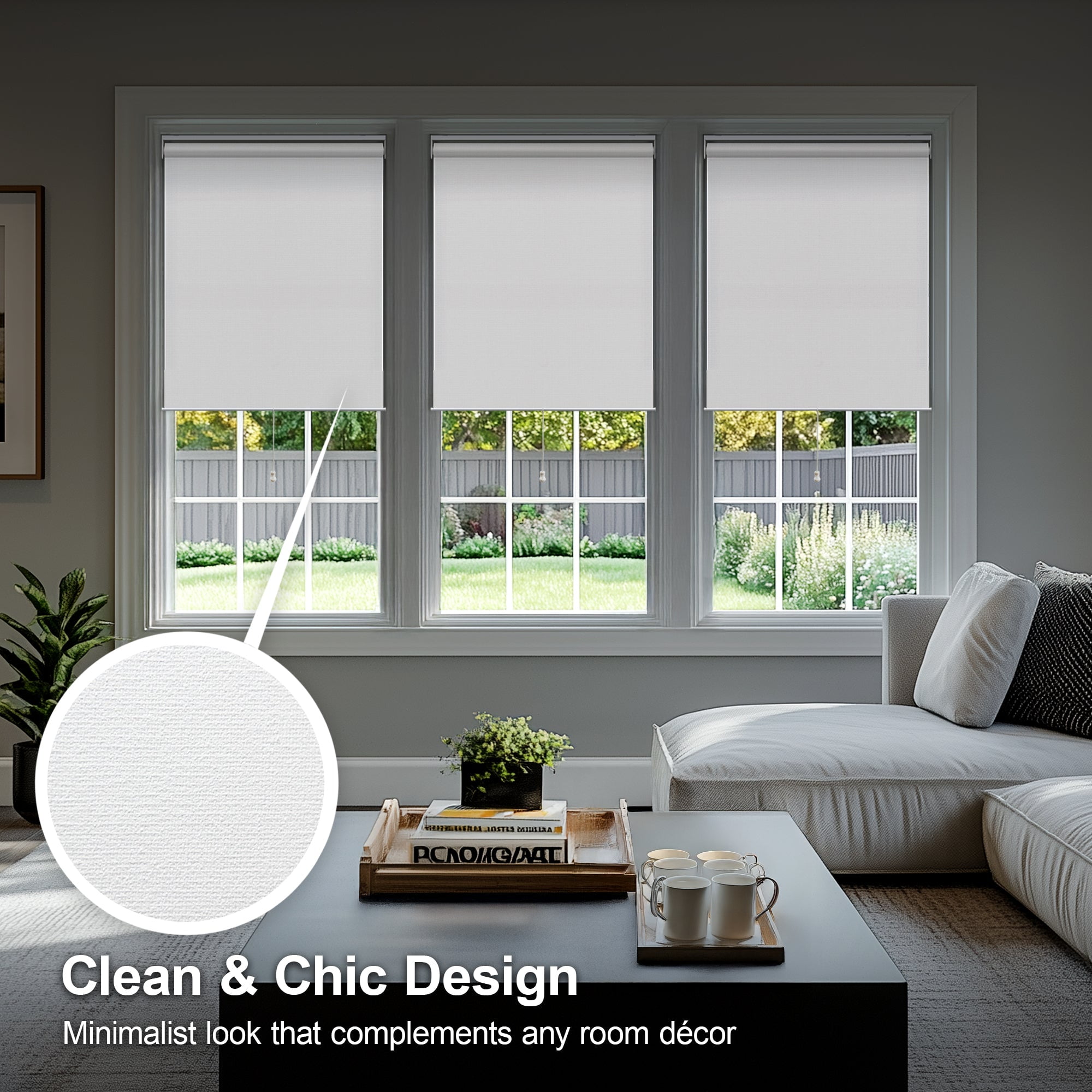 Chicology Blackout Roller Shades | Cordless Room Darkening Window Blinds |42"W X 72"H| Privacy Shades for Bedroom & Living Room | Easy Install | Byssus White