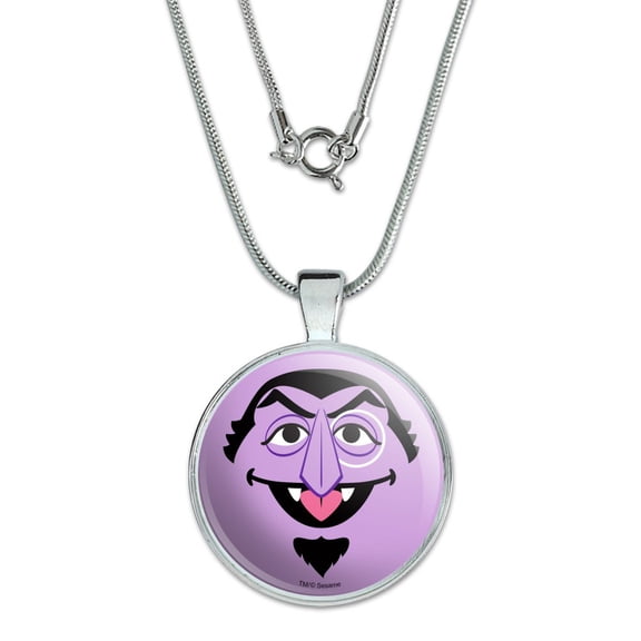 Sesame Street Count Face 1" Pendant with Sterling Silver Plated Chain