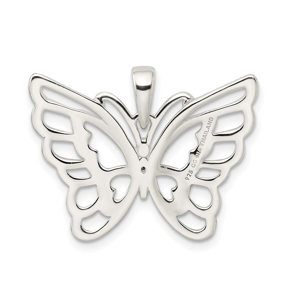 Sterling Silver Diamond-cut Butterfly Pendant QC9540