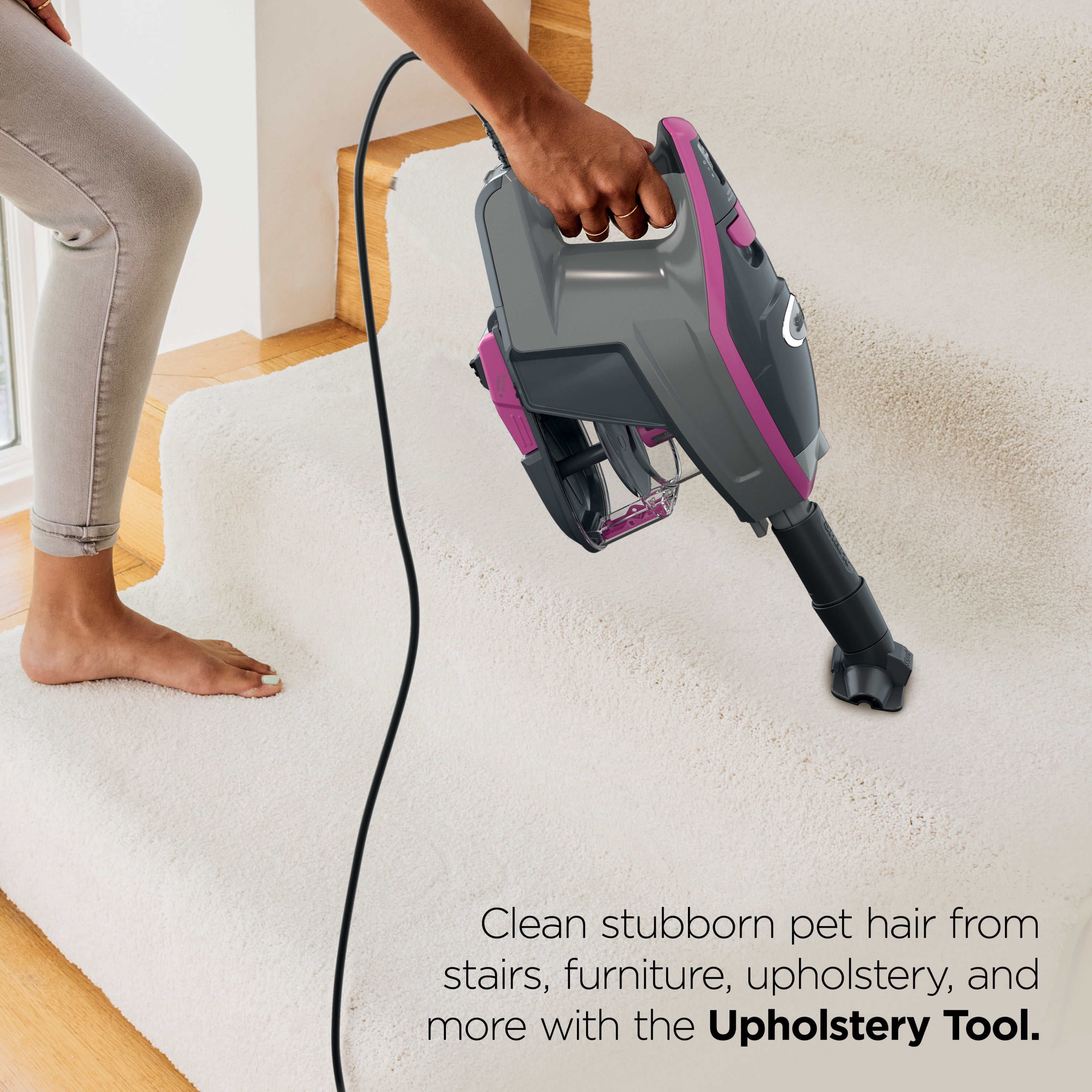 Shark Rocket Pro DLX Corded Stick Vacuum, Carpet and Hardfloors, Pet Friendly, Advanced Swivel Steering, XL Cup, Anti-Allergen Dust Brush, Removable Handheld, HV371 Fuchsia