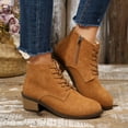 thumbnail image 6 of Wensltd Women Chunky Heel Ankle Boots Lace Up Side Zip Design Low Heel Lightweight Trendy Shoes, 6 of 9