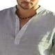 thumbnail image 1 of Top de manga larga con cuello levantado,Camiseta informal con cuello alto de color puro para hombre, camisa informal con diseño de próxima generación, 1 of 5