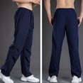 thumbnail image 3 of Iugvhana Men's Straight Pants Casual Loose Fit Elastic Waist Sports Pants Lightweight Athletic Drawstring Outdoor Hiking Pants with Pocket Navy XXL, 3 of 4