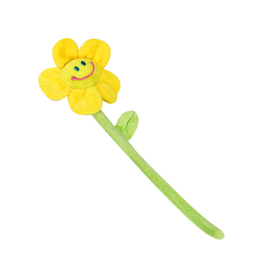 Siaonvr Plush Daisy Flower With Smiley Happy Faces Colorful Bendable Stems Sunflower Toy